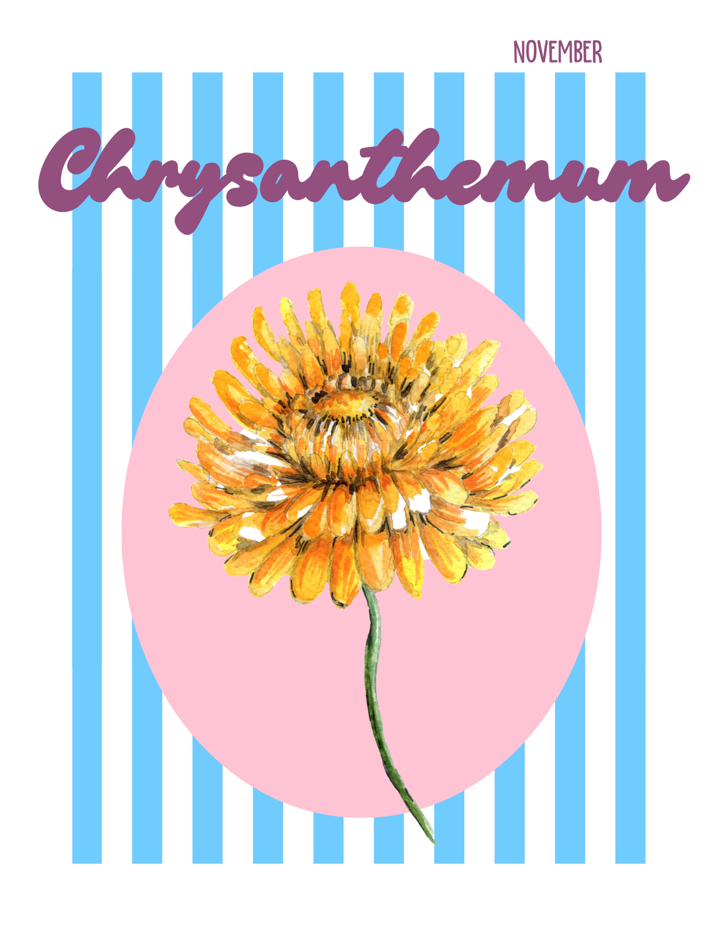 Birth flower print Chrysanthemum