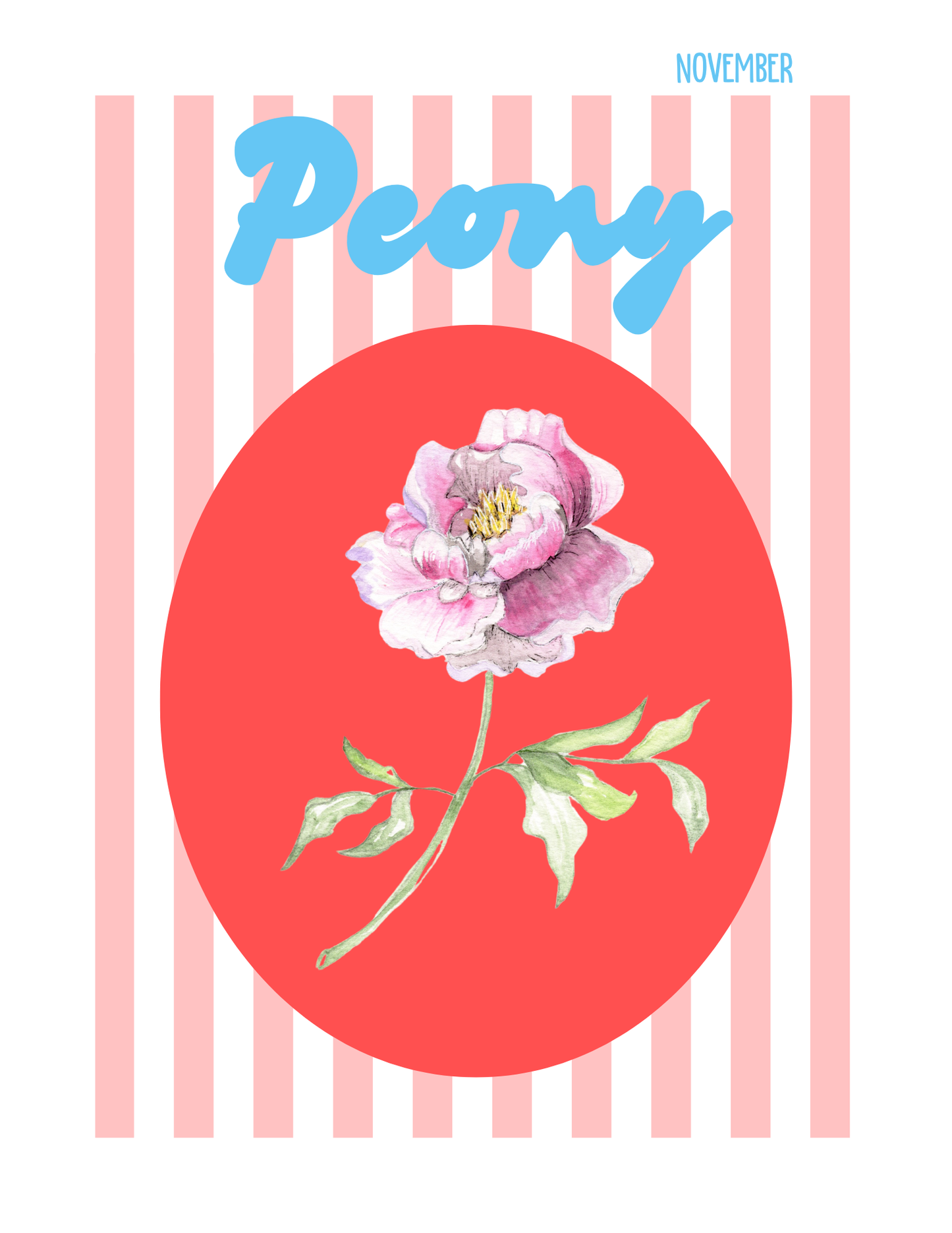 Birth flower print Peony
