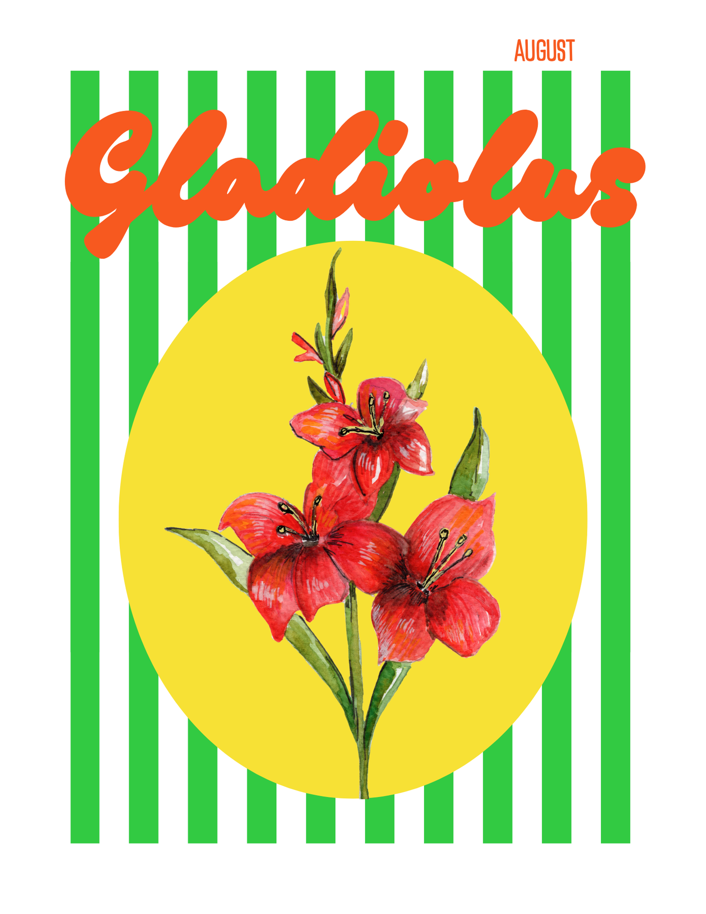 Birth flower print Gladiolus