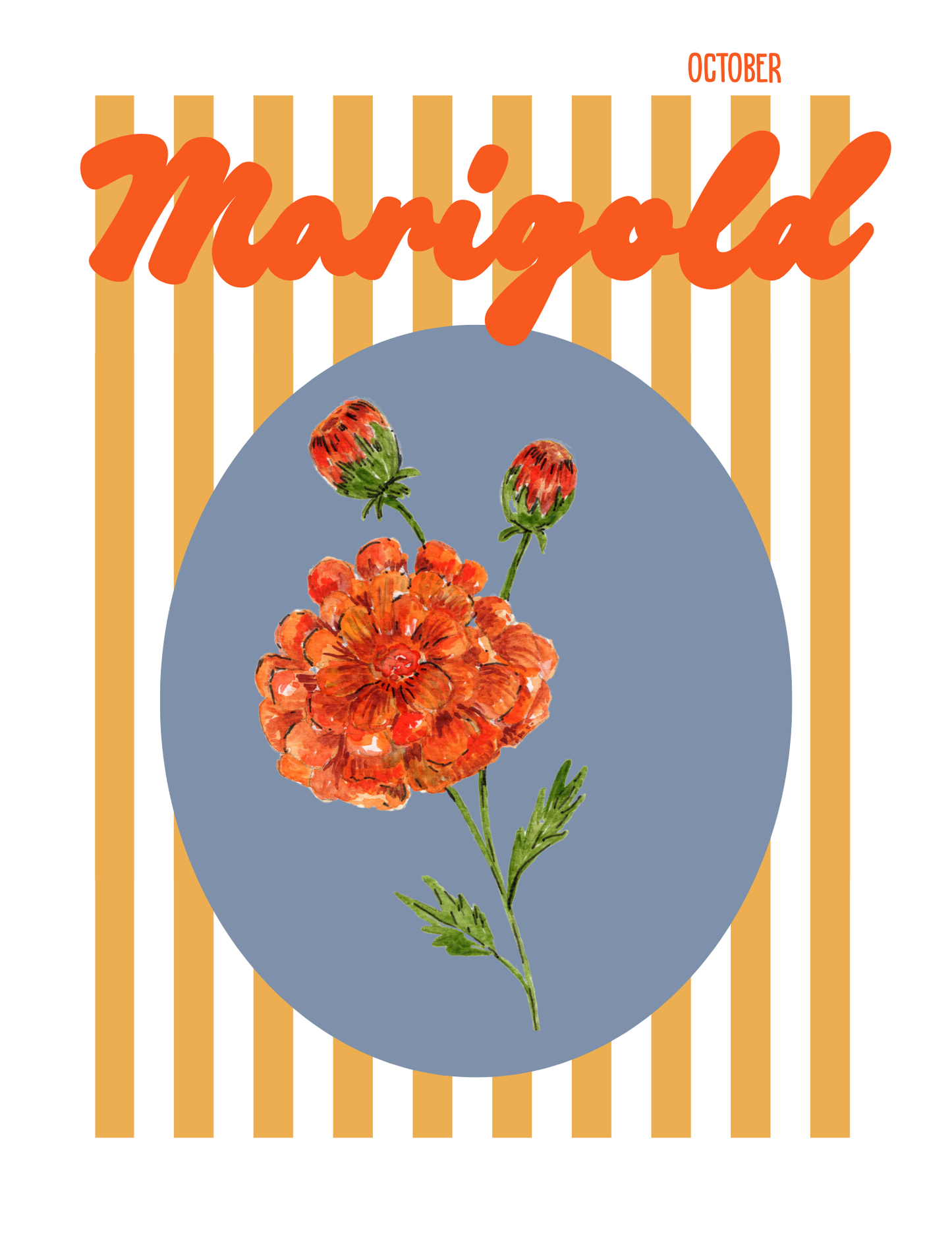Birth flower print Marigold