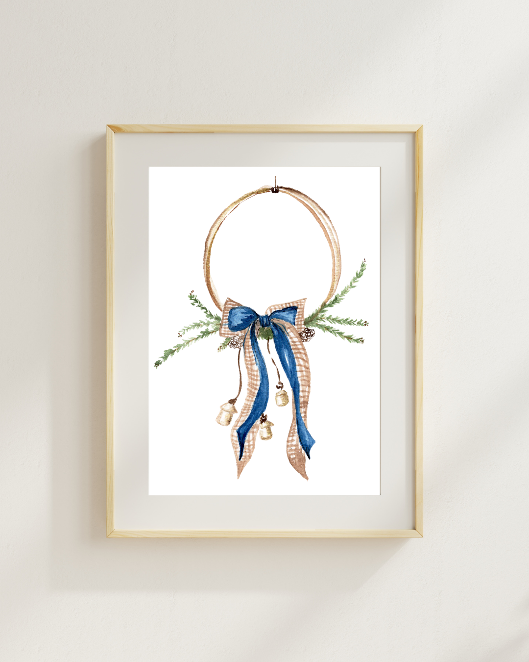 Blue Bow Christmas Print