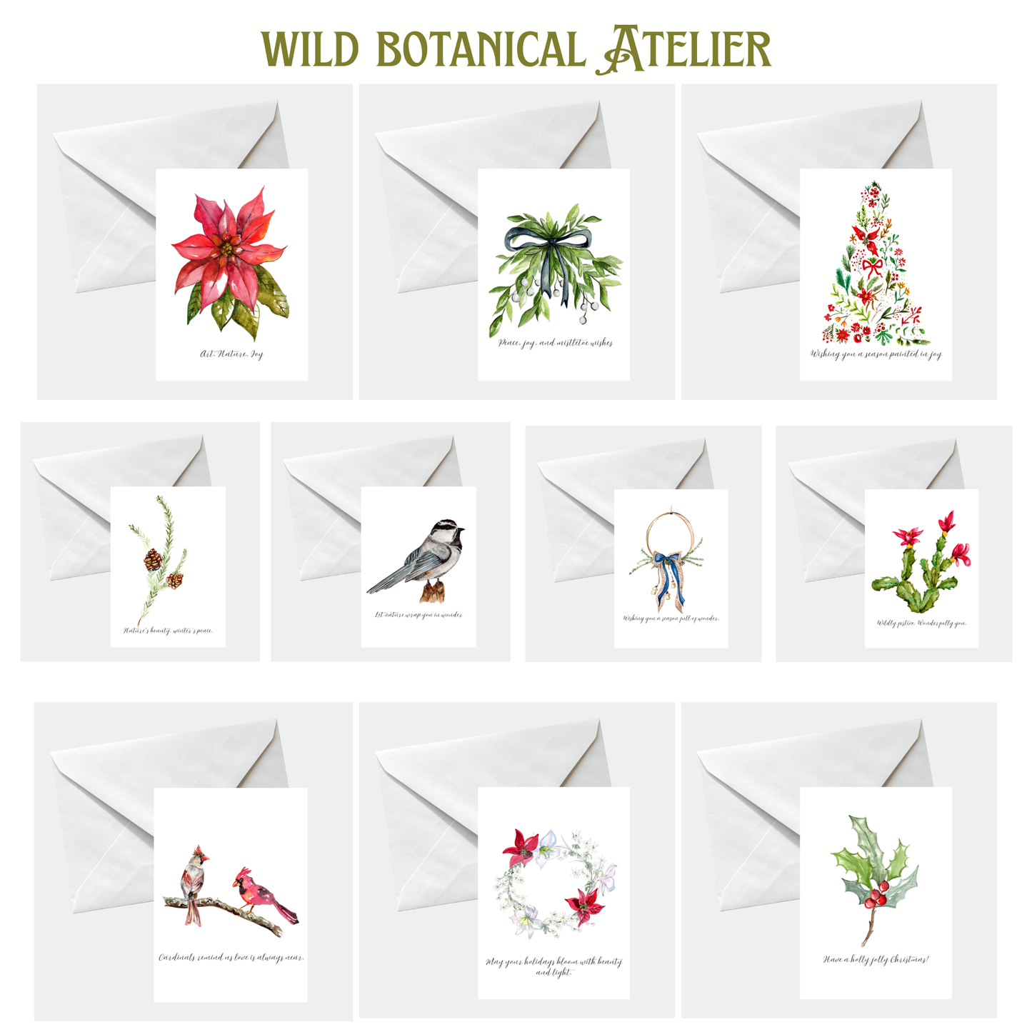 Bundle of 10 Holiday Cards, Option 1