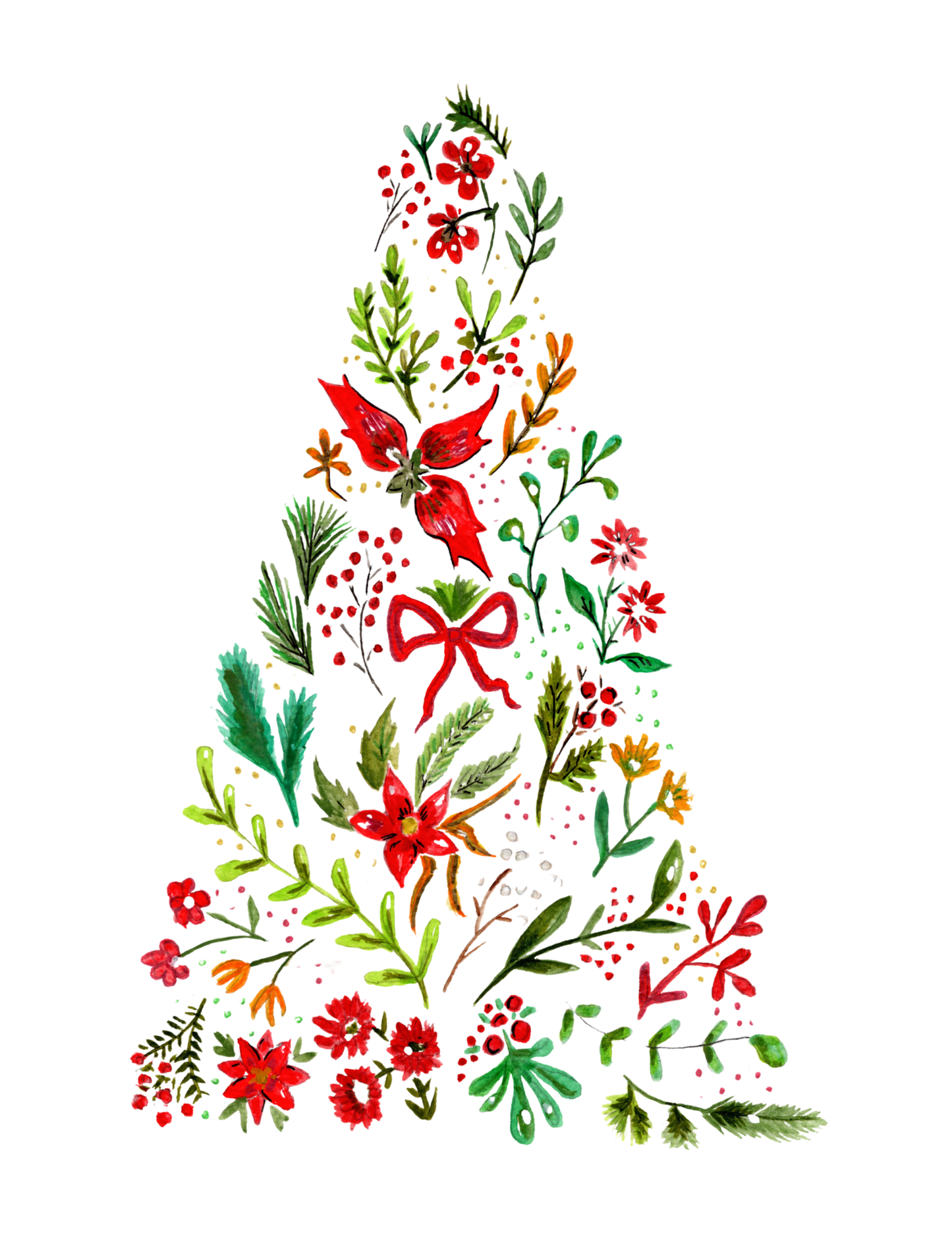 Botanical Tree Christmas Print