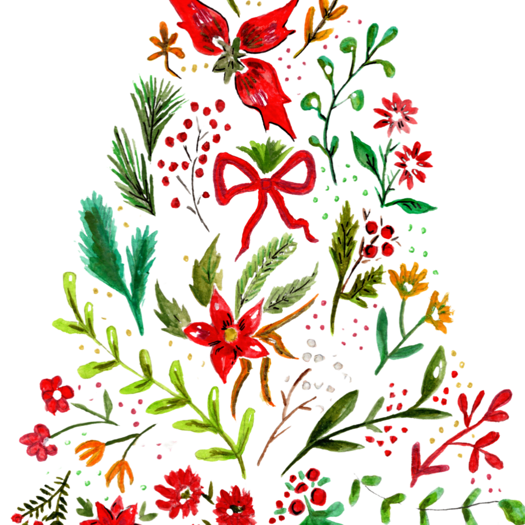 Botanical tree Christmas Card