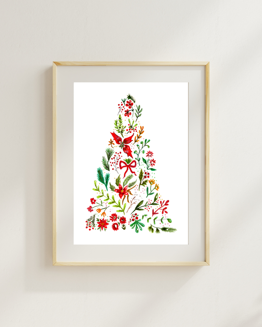 Botanical Tree Christmas Print