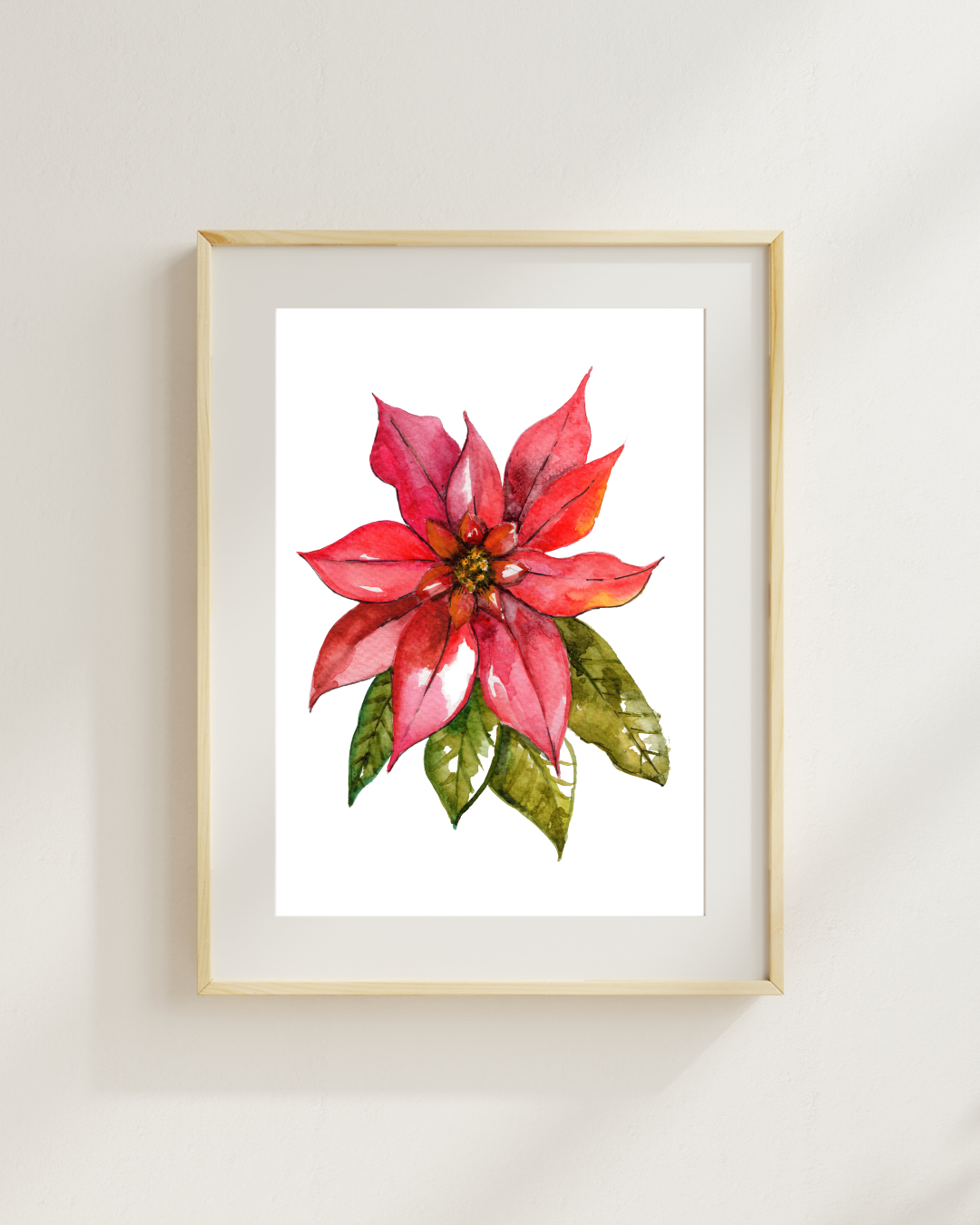 Poinsettia Christmas Print