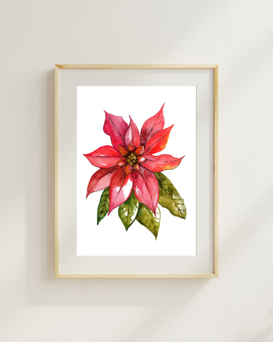 Poinsettia Christmas Print
