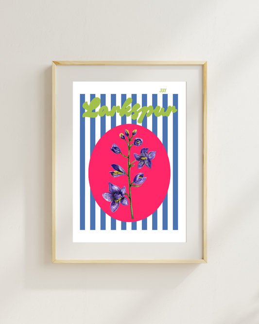 Birth flower print Larkspur