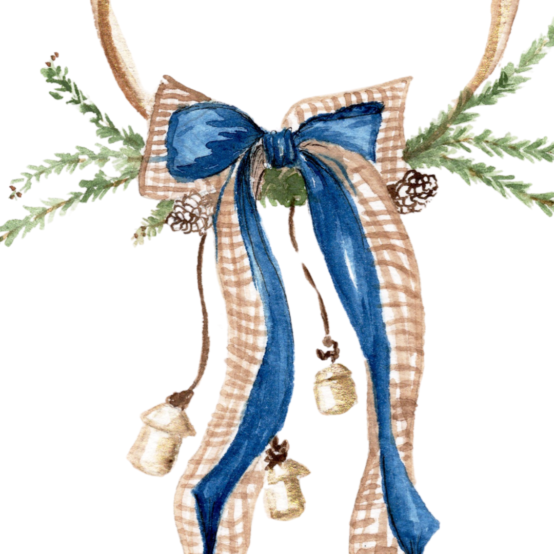 Blue Bow Christmas Card