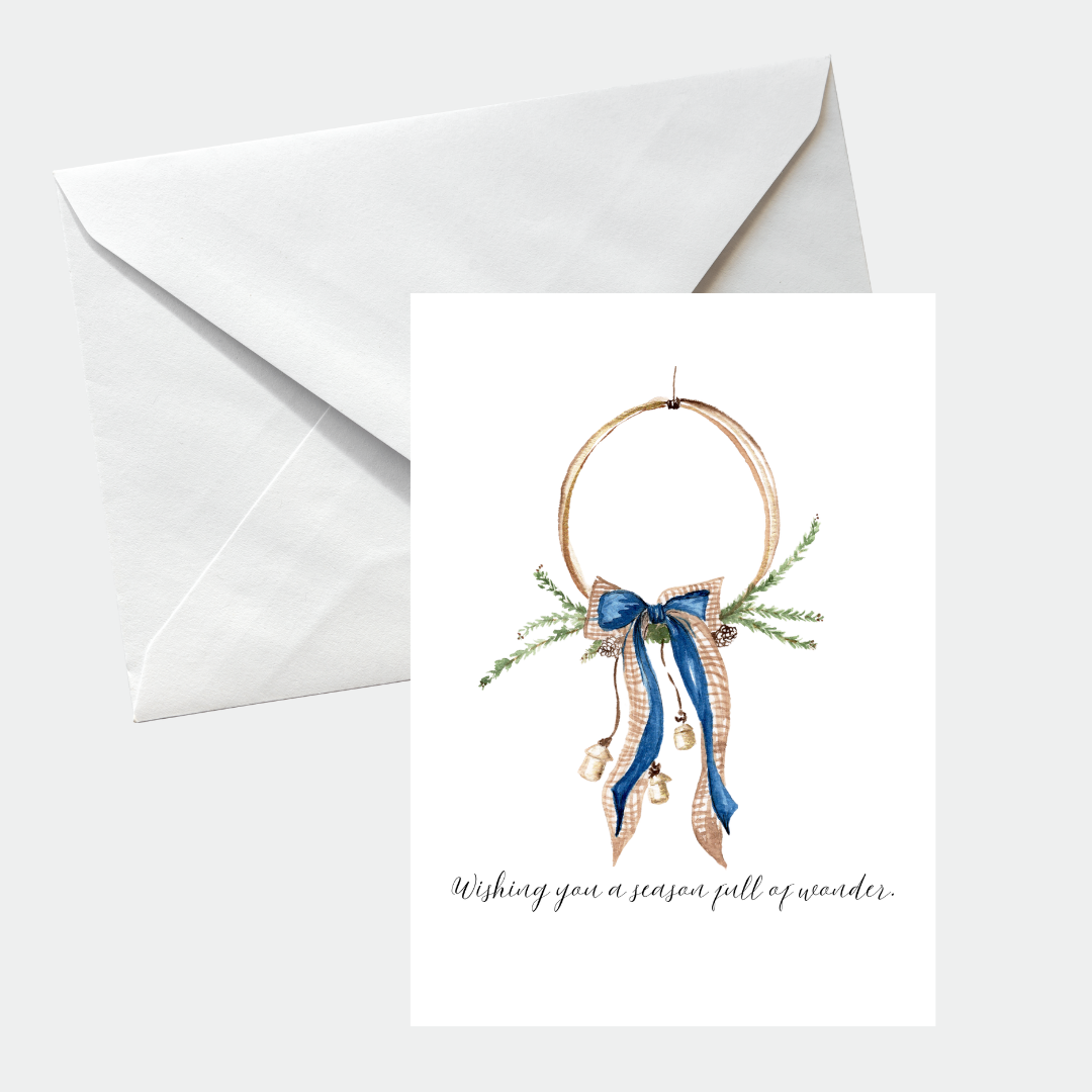 Blue Bow Christmas Card