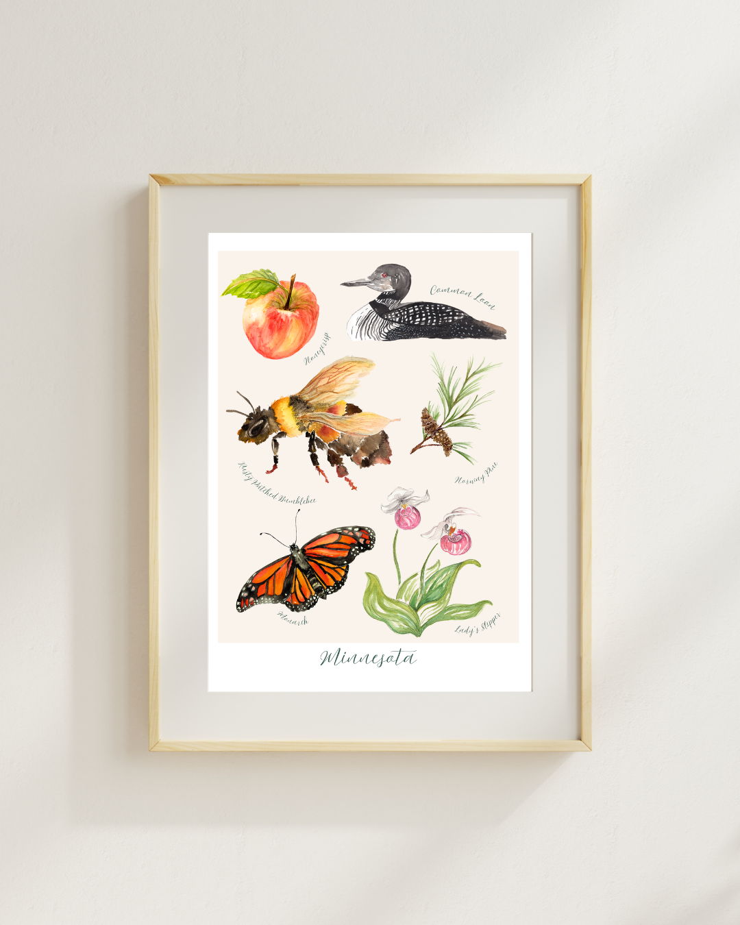 Minnesota Symbols watercolor print