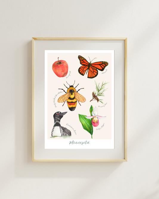 Minnesota Symbols watercolor print