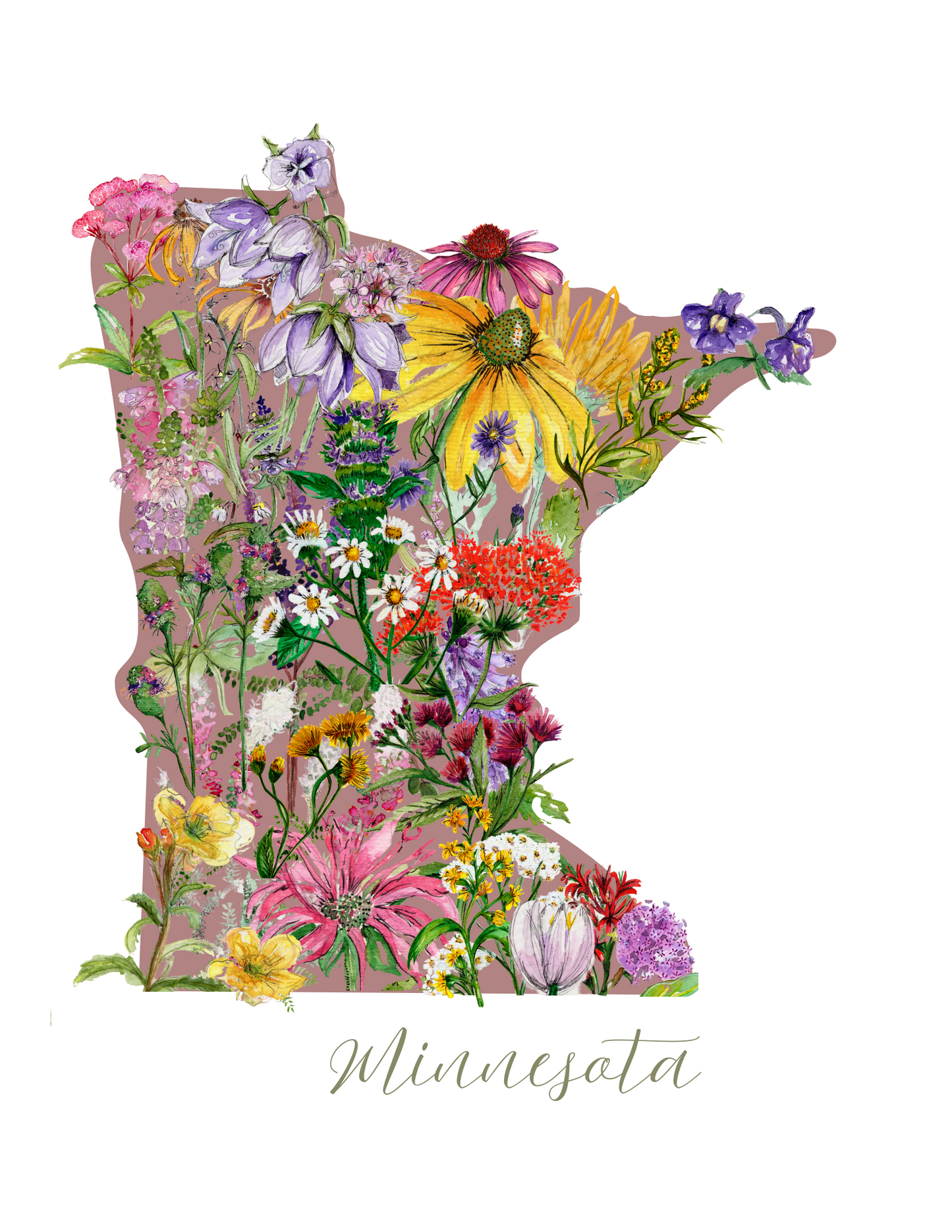 Minnesota in Bloom botanical print - Pink