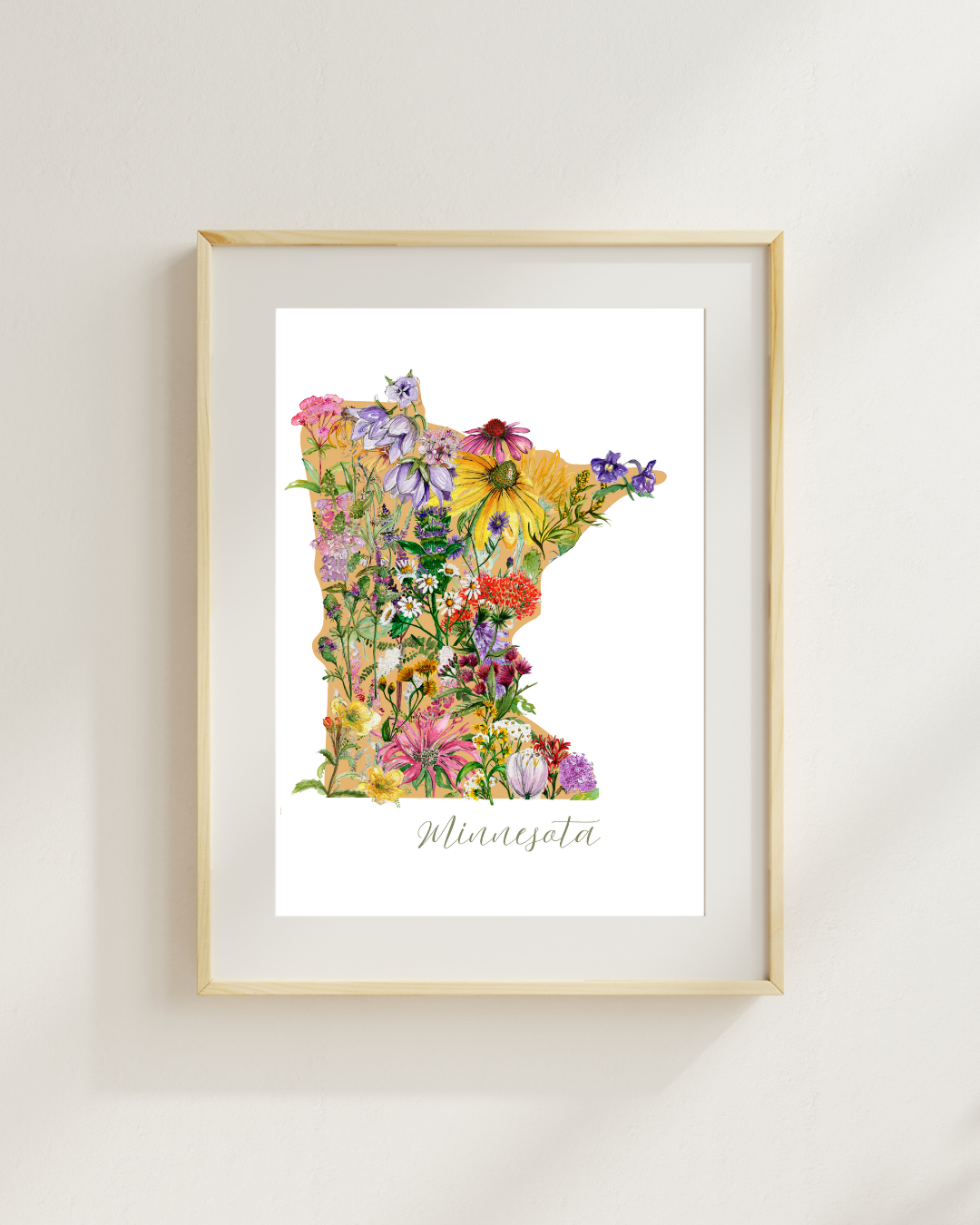 Minnesota in Bloom botanical print - Yellow
