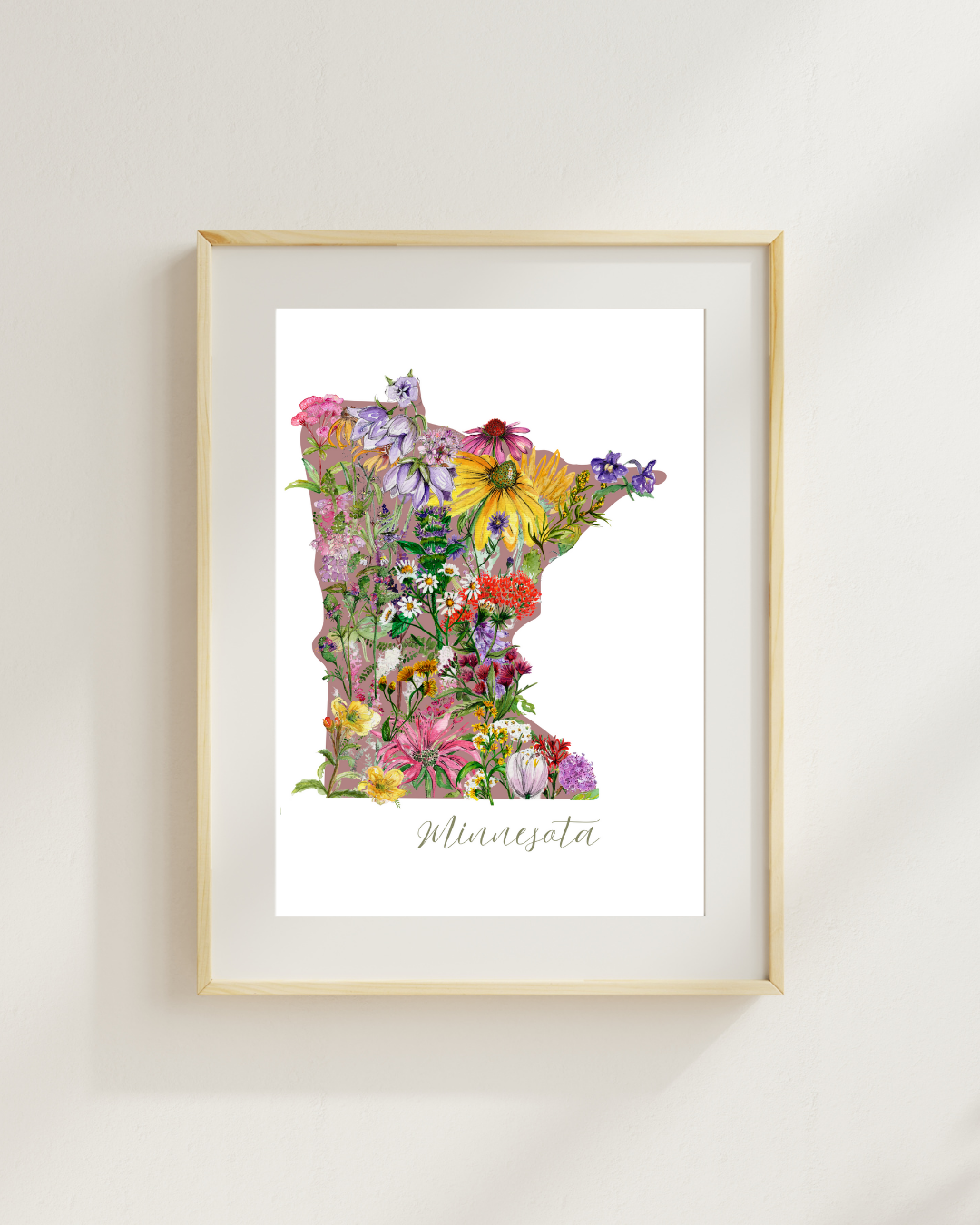 Minnesota in Bloom botanical print - Pink